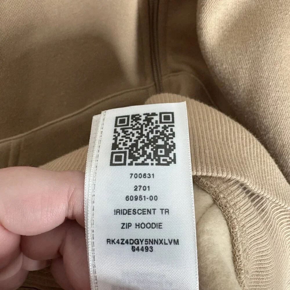 True Religion Men M Travertine Tan Fleece Y2K 90s Iridescent Logo Zip Hoodie NWT